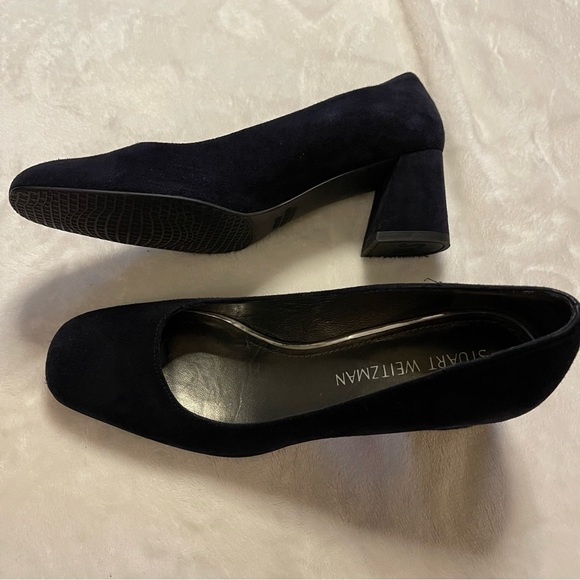 Stuart Weitzman Shoes - Stuart Weitzman / Black Suede Pumps/ Block Heels / size 6.5 /like new!